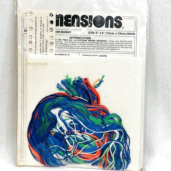 Vintage Dimensions Cross Stitch Kit Country Lamb & Bunny (1986) - New/Sealed - Picture 6 of 7